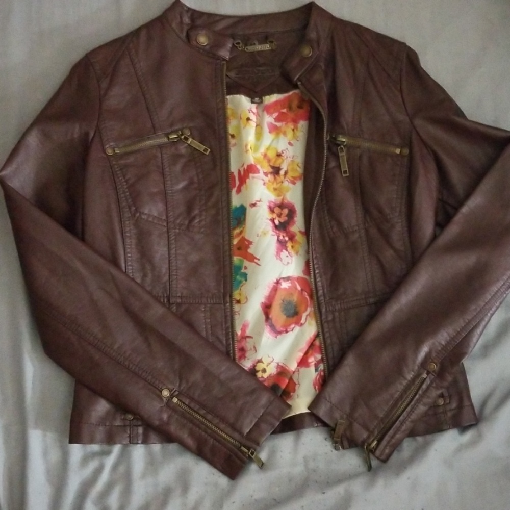 SOLD! Jou Jou faux leather biker jacket womens